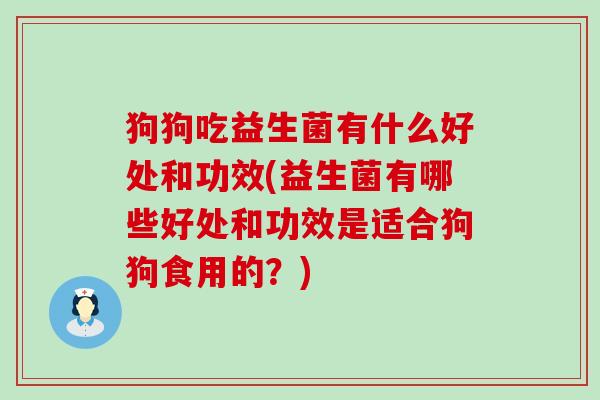狗狗吃益生菌有什么好处和功效(益生菌有哪些好处和功效是适合狗狗食用的？)