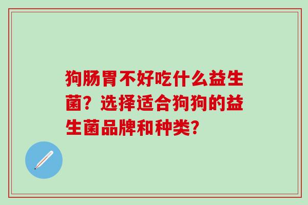狗肠胃不好吃什么益生菌?选择适合狗狗的益生菌品牌和种类? 狗肠胃不好吃什么益生菌?选择适合狗狗的益生菌品牌和种类?