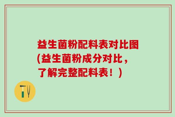 益生菌粉配料表对比图(益生菌粉成分对比,了解完整配料表!) 益生菌粉配料表对比图(益生菌粉成分对比,了解完整配料表!)