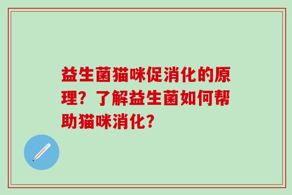 益生菌猫咪促消化的原理？了解益生菌如何帮助猫咪消化？