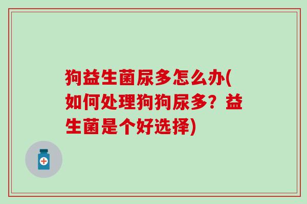 狗益生菌尿多怎么办(如何处理狗狗尿多？益生菌是个好选择)