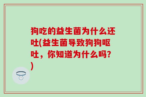 狗吃的益生菌为什么还吐(益生菌导致狗狗，你知道为什么吗？)