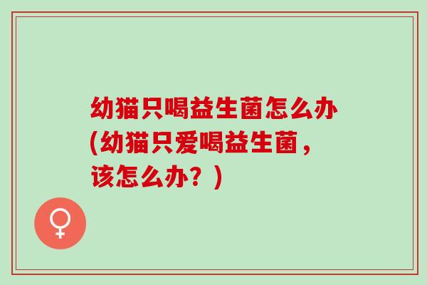 幼猫只喝益生菌怎么办(幼猫只爱喝益生菌，该怎么办？)