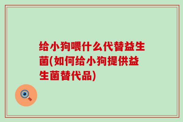 给小狗喂什么代替益生菌(如何给小狗提供益生菌替代品)