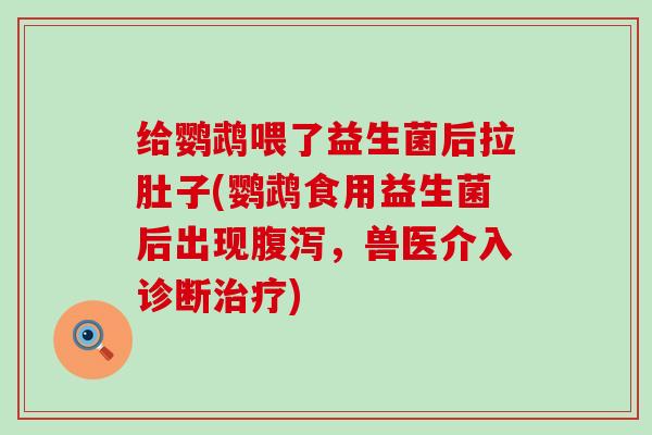 给鹦鹉喂了益生菌后拉肚子(鹦鹉食用益生菌后出现，兽医介入诊断)