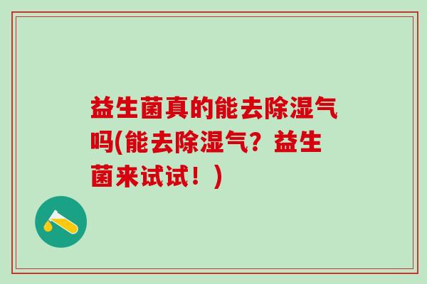 益生菌真的能去除湿气吗(能去除湿气？益生菌来试试！)