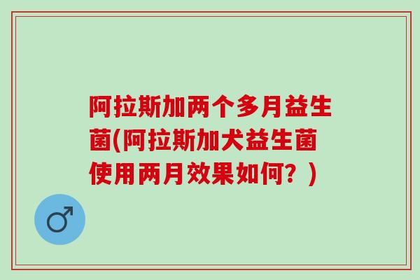 阿拉斯加两个多月益生菌(阿拉斯加犬益生菌使用两月效果如何？)