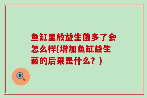 鱼缸里放益生菌多了会怎么样(增加鱼缸益生菌的后果是什么？)