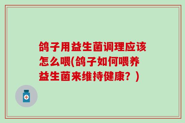 鸽子用益生菌调理应该怎么喂(鸽子如何喂养益生菌来维持健康？)