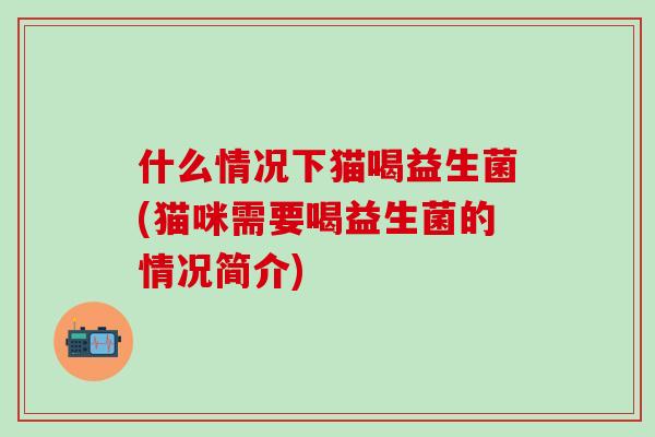 什么情况下猫喝益生菌(猫咪需要喝益生菌的情况简介)