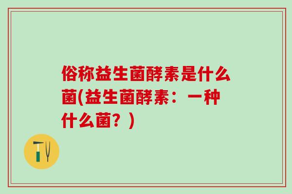 俗称益生菌酵素是什么菌(益生菌酵素：一种什么菌？)