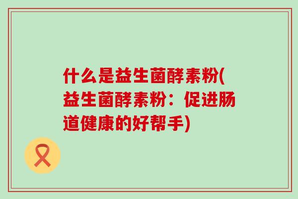 什么是益生菌酵素粉(益生菌酵素粉：促进肠道健康的好帮手)