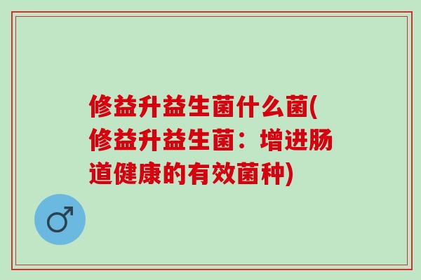 修益升益生菌什么菌(修益升益生菌：增进肠道健康的有效菌种)