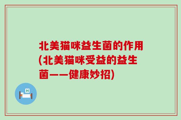 北美猫咪益生菌的作用(北美猫咪受益的益生菌——健康妙招)