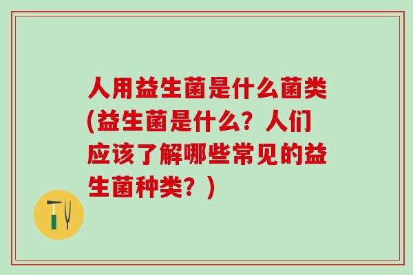 人用益生菌是什么菌类(益生菌是什么？人们应该了解哪些常见的益生菌种类？)