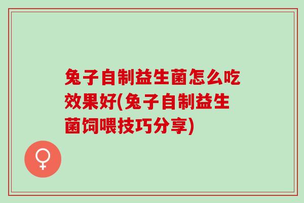 兔子自制益生菌怎么吃效果好(兔子自制益生菌饲喂技巧分享)