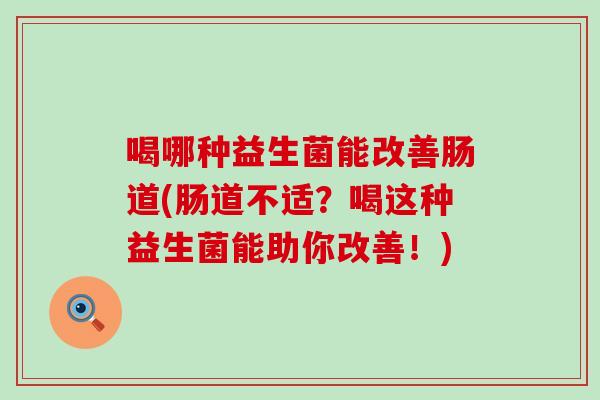喝哪种益生菌能改善肠道(肠道不适？喝这种益生菌能助你改善！)