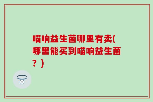 喵响益生菌哪里有卖(哪里能买到喵响益生菌？)