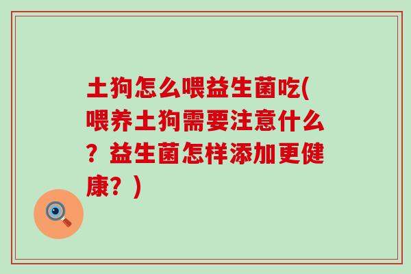土狗怎么喂益生菌吃(喂养土狗需要注意什么？益生菌怎样添加更健康？)