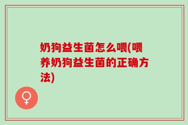 奶狗益生菌怎么喂(喂养奶狗益生菌的正确方法)