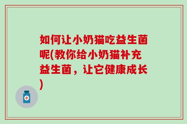 如何让小奶猫吃益生菌呢(教你给小奶猫补充益生菌，让它健康成长)