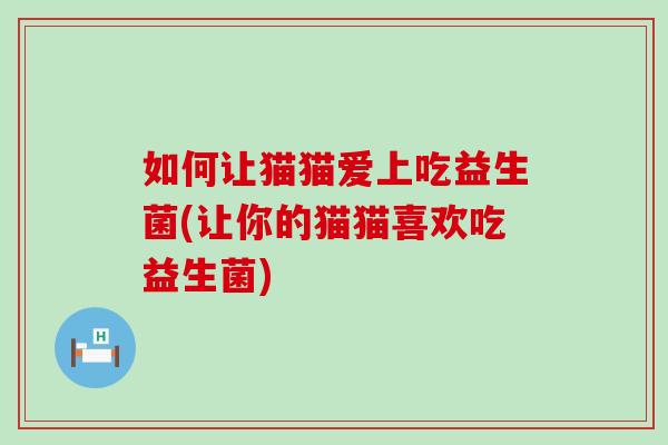如何让猫猫爱上吃益生菌(让你的猫猫喜欢吃益生菌)