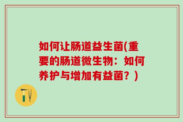 如何让肠道益生菌(重要的肠道微生物：如何养护与增加有益菌？)
