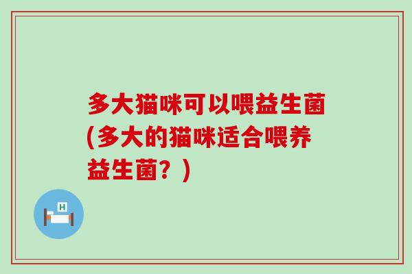 多大猫咪可以喂益生菌(多大的猫咪适合喂养益生菌？)