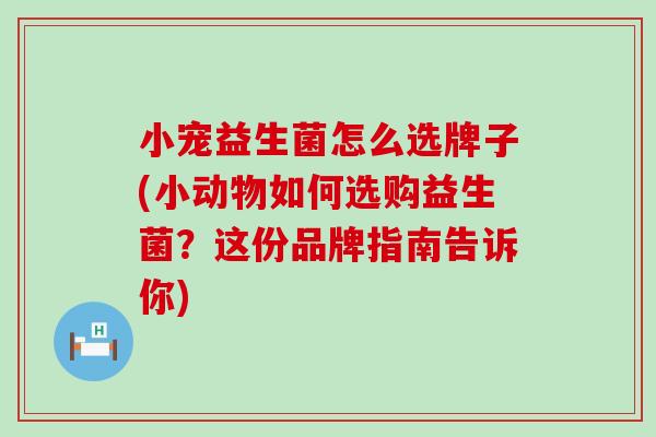 小宠益生菌怎么选牌子(小动物如何选购益生菌？这份品牌指南告诉你)