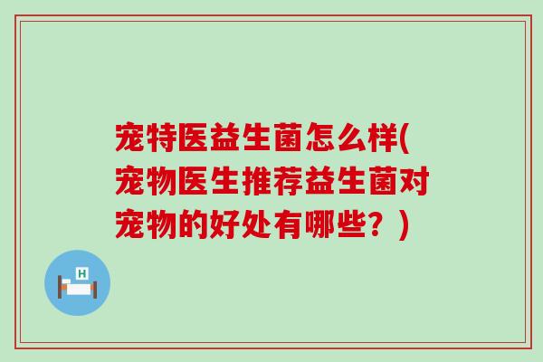 宠特医益生菌怎么样(宠物医生推荐益生菌对宠物的好处有哪些？)