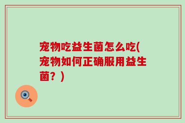 宠物吃益生菌怎么吃(宠物如何正确服用益生菌？)