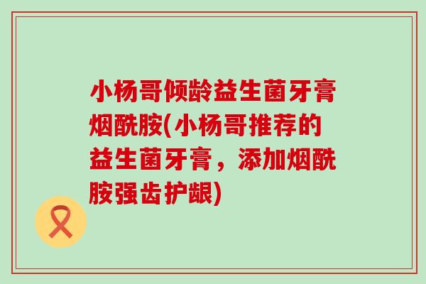 小杨哥倾龄益生菌牙膏烟酰胺(小杨哥推荐的益生菌牙膏，添加烟酰胺强齿护龈)