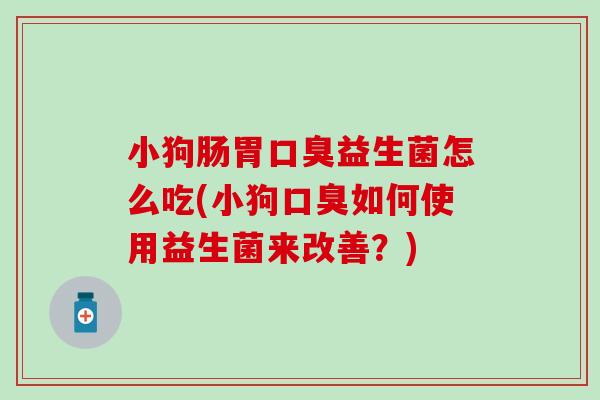 小狗肠胃益生菌怎么吃(小狗如何使用益生菌来改善？)