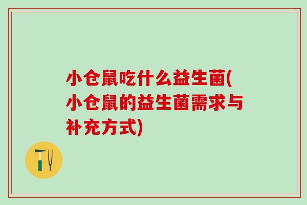 小仓鼠吃什么益生菌(小仓鼠的益生菌需求与补充方式)