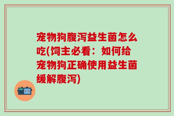 宠物狗益生菌怎么吃(饲主必看：如何给宠物狗正确使用益生菌缓解)
