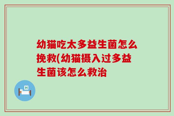 幼猫吃太多益生菌怎么挽救(幼猫摄入过多益生菌该怎么救