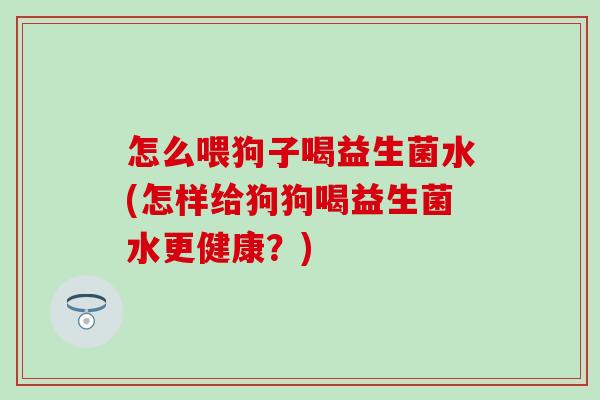 怎么喂狗子喝益生菌水(怎样给狗狗喝益生菌水更健康？)