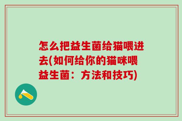 怎么把益生菌给猫喂进去(如何给你的猫咪喂益生菌：方法和技巧)