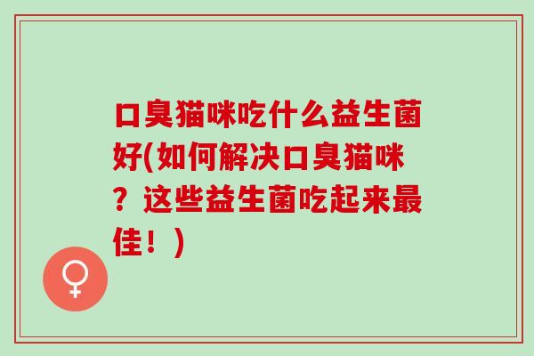 猫咪吃什么益生菌好(如何解决猫咪？这些益生菌吃起来佳！)