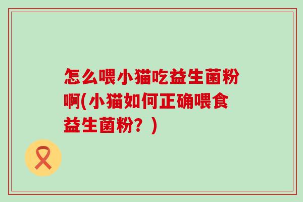 怎么喂小猫吃益生菌粉啊(小猫如何正确喂食益生菌粉？)
