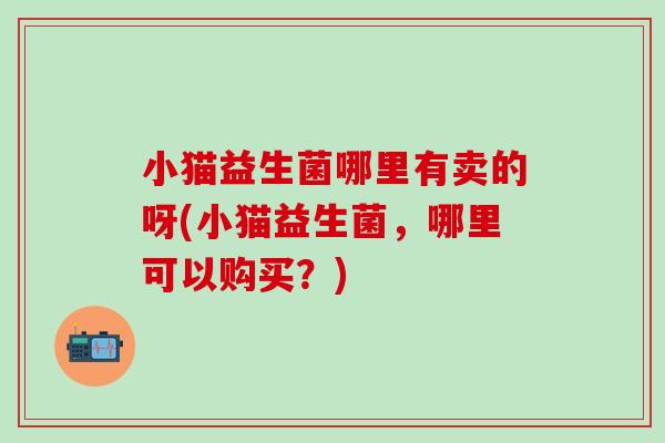 小猫益生菌哪里有卖的呀(小猫益生菌，哪里可以购买？)