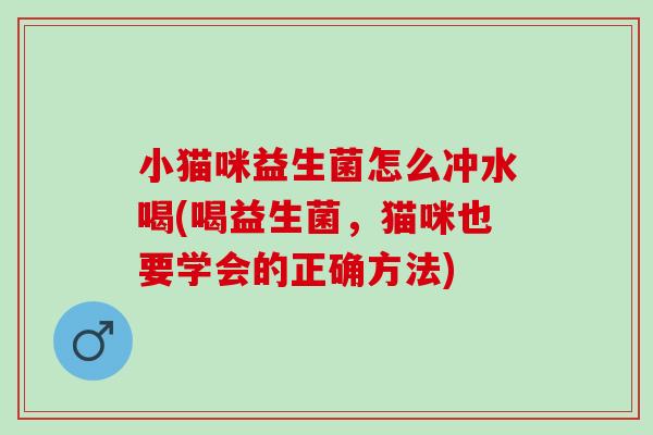 小猫咪益生菌怎么冲水喝(喝益生菌，猫咪也要学会的正确方法)