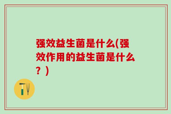 强效益生菌是什么(强效作用的益生菌是什么？)