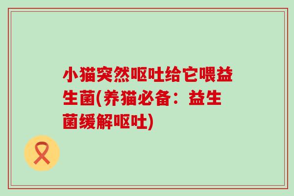 小猫突然给它喂益生菌(养猫必备：益生菌缓解)