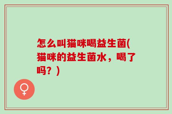 怎么叫猫咪喝益生菌(猫咪的益生菌水，喝了吗？)