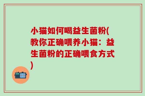 小猫如何喝益生菌粉(教你正确喂养小猫：益生菌粉的正确喂食方式)