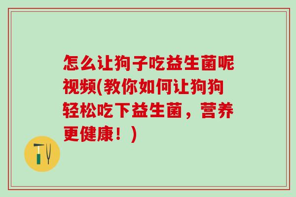 怎么让狗子吃益生菌呢视频(教你如何让狗狗轻松吃下益生菌，营养更健康！)