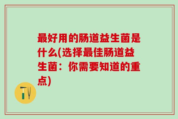 好用的肠道益生菌是什么(选择佳肠道益生菌：你需要知道的重点)