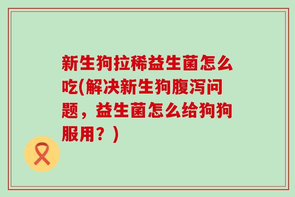 新生狗拉稀益生菌怎么吃(解决新生狗问题，益生菌怎么给狗狗服用？)