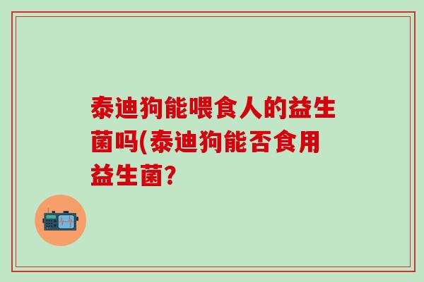 泰迪狗能喂食人的益生菌吗(泰迪狗能否食用益生菌？